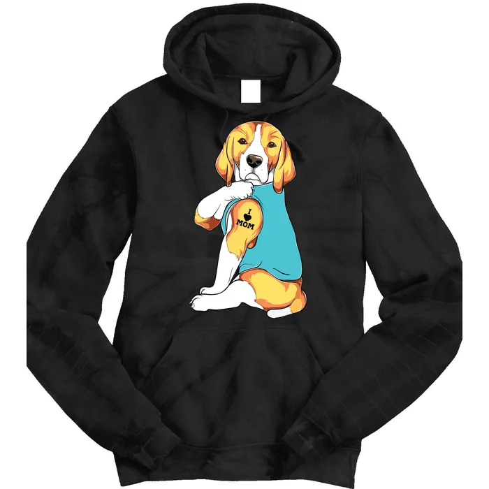 Beagle I Love Mom Apparel Dog Mom Gifts Womens Tie Dye Hoodie