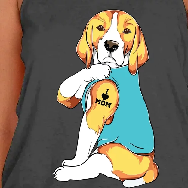 Beagle I Love Mom Apparel Dog Mom Gifts Womens Women's Knotted Racerback Tank