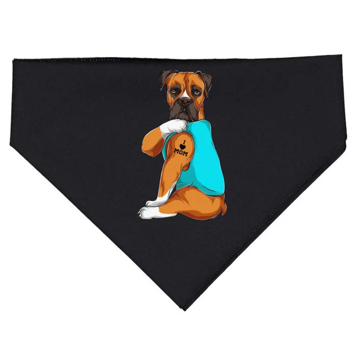 Boxer I Love Mom Tattoo Apparel Dog Mom Gifts USA-Made Doggie Bandana