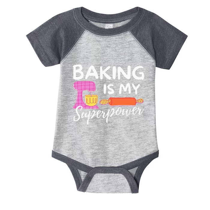 Baking Is My Superpower Funny Baker & Baking Gift Infant Baby Jersey Bodysuit