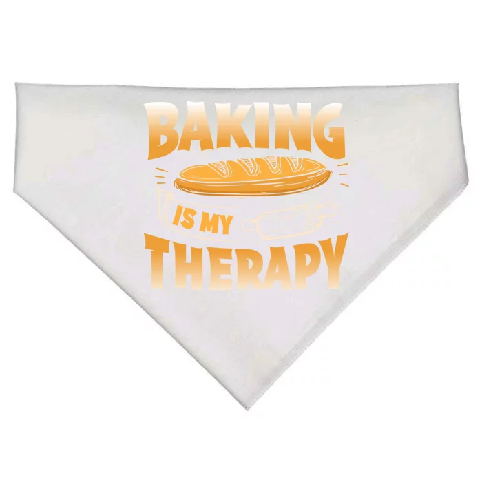 Baking Is My Therapy Gift Baker's Bread Desserts Cool Gift USA-Made Doggie Bandana