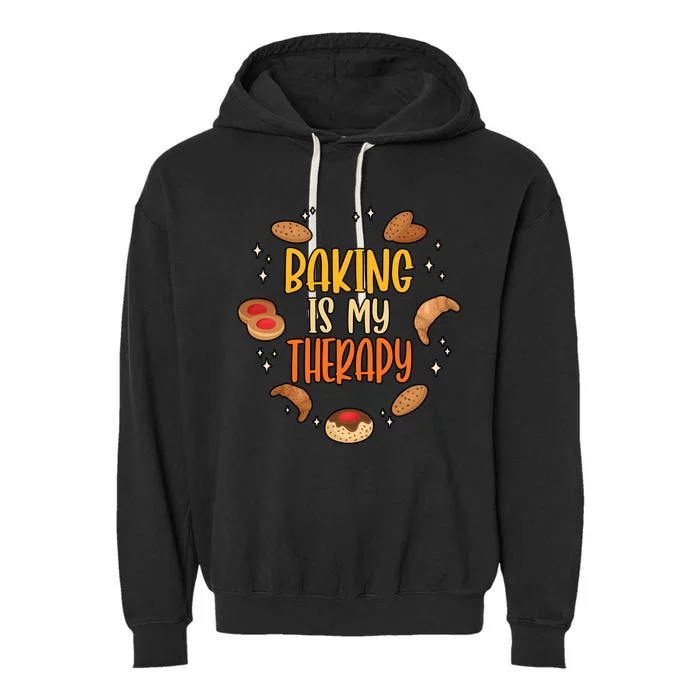 Baking Is My Therapy Meaningful Gift Garment-Dyed Fleece Hoodie