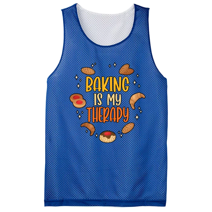 Baking Is My Therapy Meaningful Gift Mesh Reversible Basketball Jersey Tank