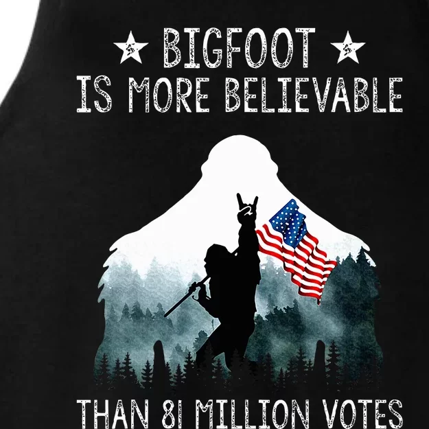 Bigfoot is More Believable Than 81 Million Votes USA Flag Ladies Tri-Blend Wicking Tank