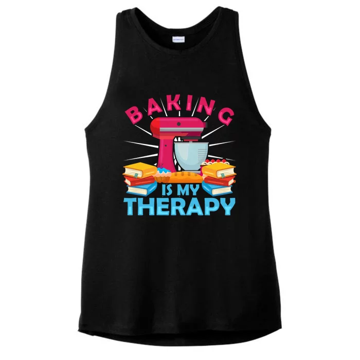 Baking Is My Therapy Cute Gift Book Baking Bakers Mixer Gift Ladies Tri-Blend Wicking Tank