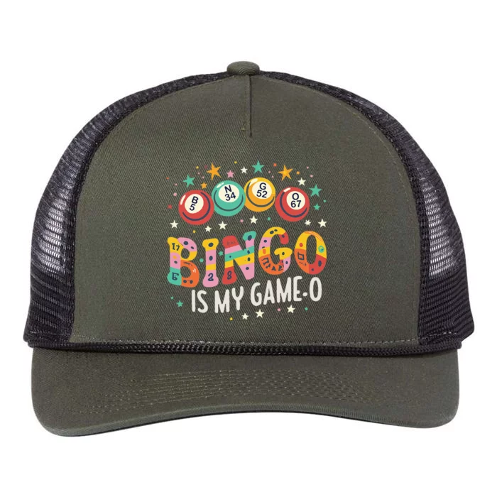 Bingo Is My GameO Funny Bingo Fan Retro Rope Trucker Hat Cap