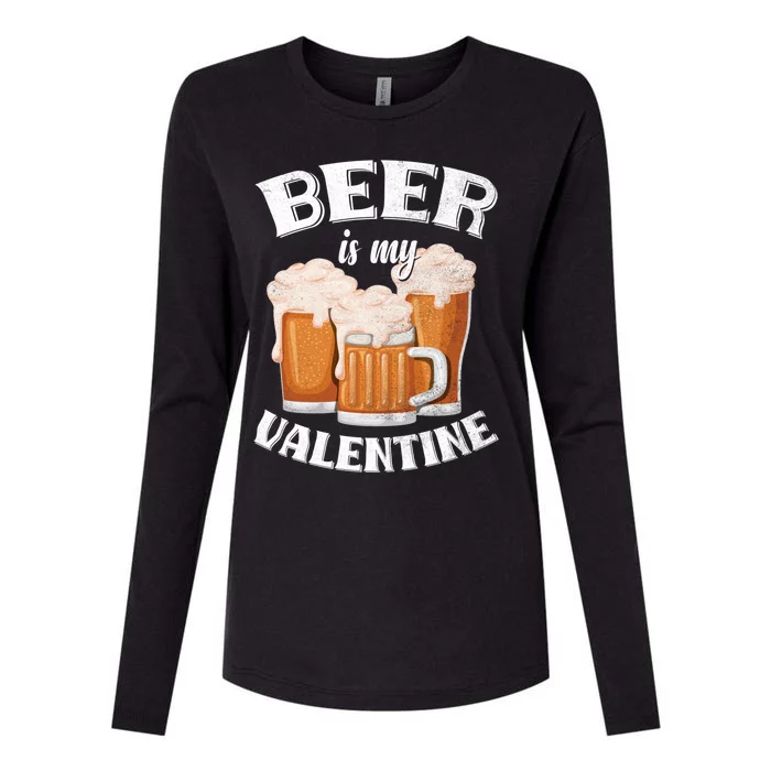 Beer Is My Valentine Funny Gift Funny Adult Anti Valentine's Day Funny Gift Womens Cotton Relaxed Long Sleeve T-Shirt