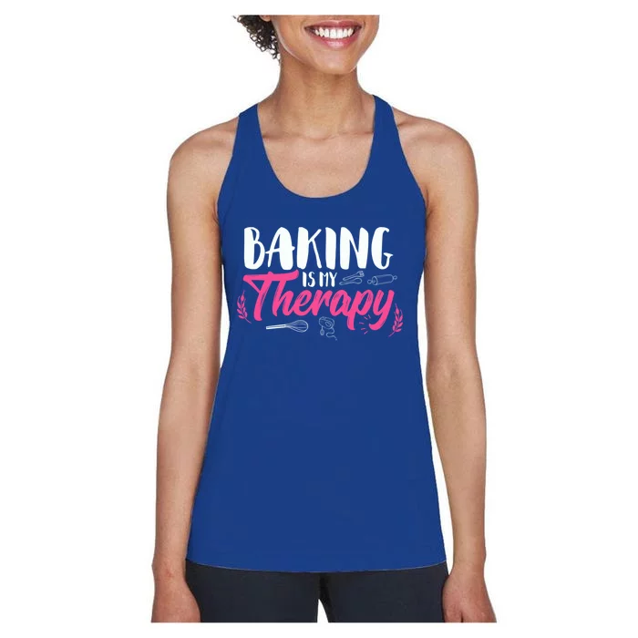 Baking Is My Therapy Gift Cupcake Bakers Pastry Chefs Gift Women's Racerback Tank