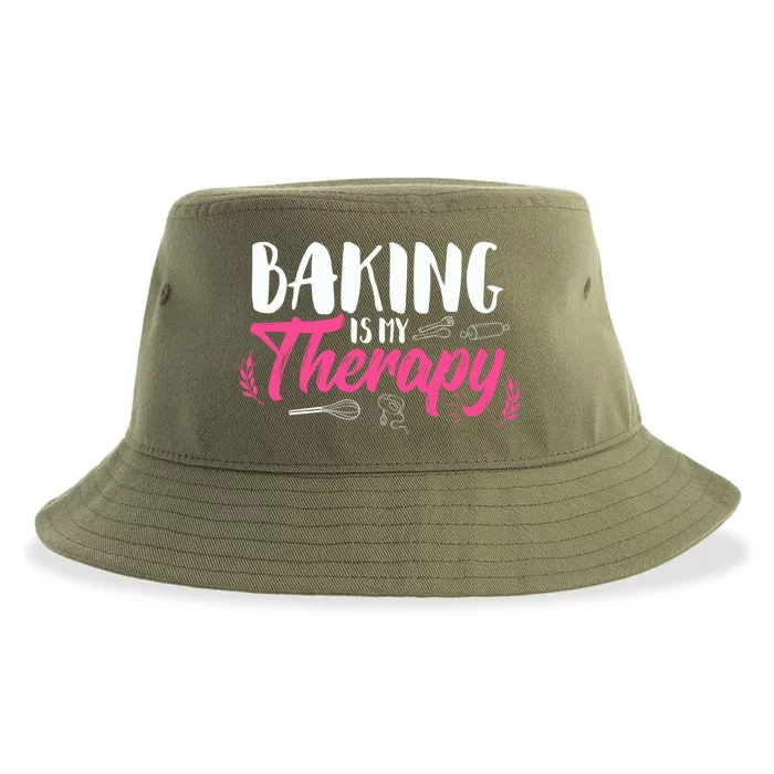 Baking Is My Therapy Gift Cupcake Bakers Pastry Chefs Gift Sustainable Bucket Hat