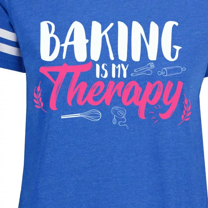 Baking Is My Therapy Gift Cupcake Bakers Pastry Chefs Gift Enza Ladies Jersey Football T-Shirt