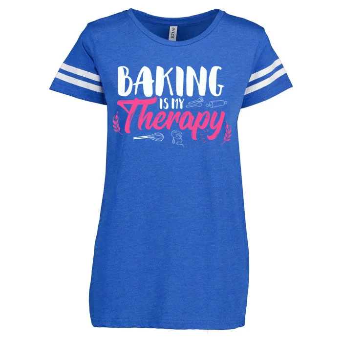 Baking Is My Therapy Gift Cupcake Bakers Pastry Chefs Gift Enza Ladies Jersey Football T-Shirt