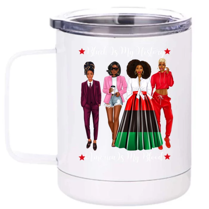 Black Is My History Strong Black Figures Blm Dress Gift Front & Back 12oz Stainless Steel Tumbler Cup