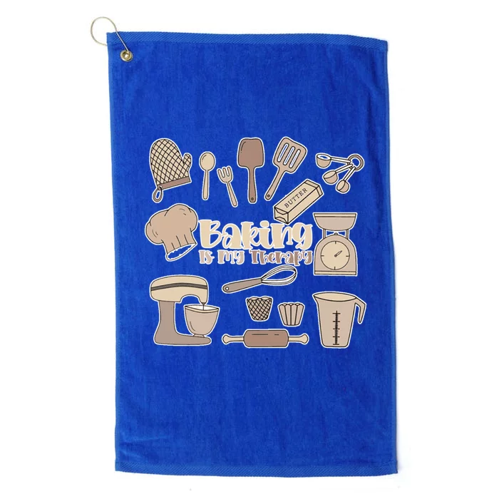 Baking Is My Therapy Great Gift Funny Baker Cook Chef Pastry Cake Gift Platinum Collection Golf Towel