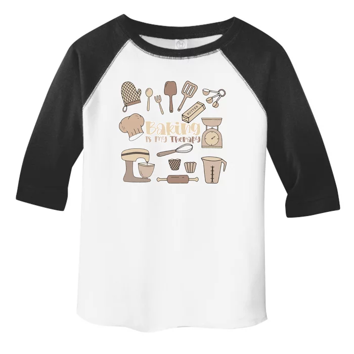 Baking Is My Therapy Great Gift Funny Baker Cook Chef Pastry Cake Gift Toddler Fine Jersey T-Shirt