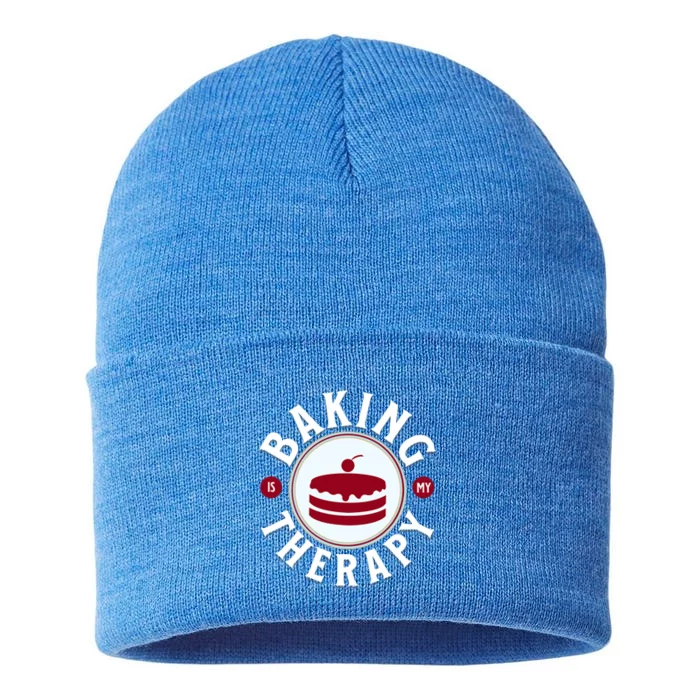 Baking Is My Therapy A Funny Baker Gift Sustainable Knit Beanie