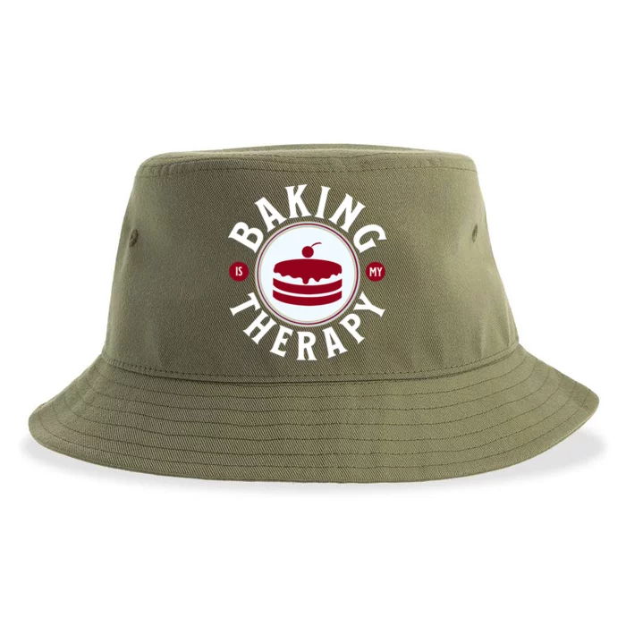 Baking Is My Therapy A Funny Baker Gift Sustainable Bucket Hat