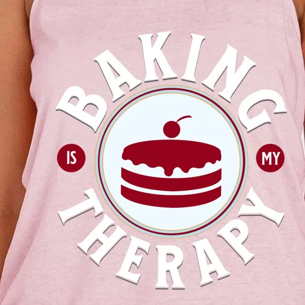 Baking Is My Therapy A Funny Baker Gift Women's Knotted Racerback Tank