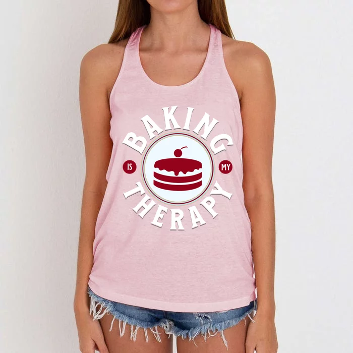 Baking Is My Therapy A Funny Baker Gift Women's Knotted Racerback Tank