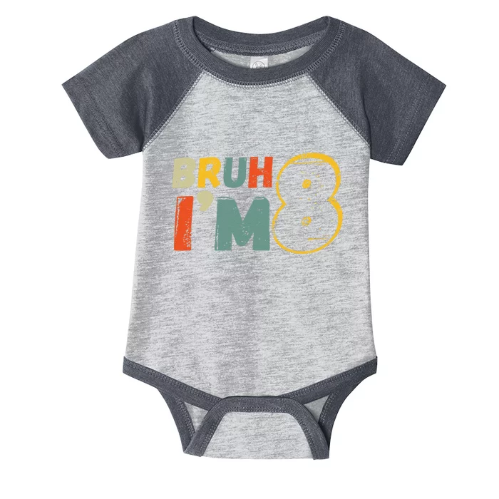 Bruh ItS My 8th Birthday IM 8 Year Old Birthday Gift Infant Baby Jersey Bodysuit