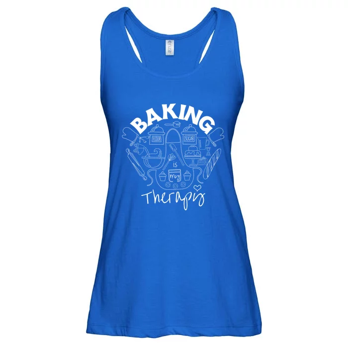 Baking Is My Therapy Apron Gloves Scoop Cup Cake Bakeaholic Cool Gift Ladies Essential Flowy Tank