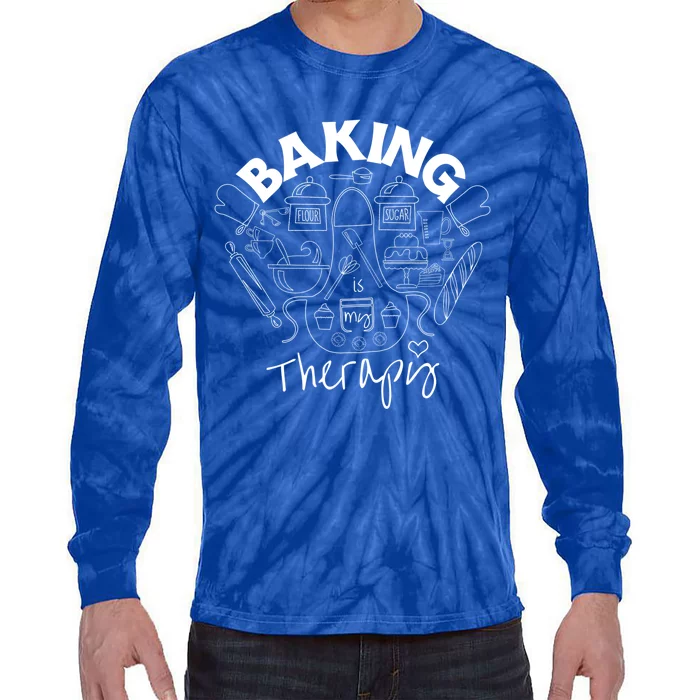 Baking Is My Therapy Apron Gloves Scoop Cup Cake Bakeaholic Cool Gift Tie-Dye Long Sleeve Shirt