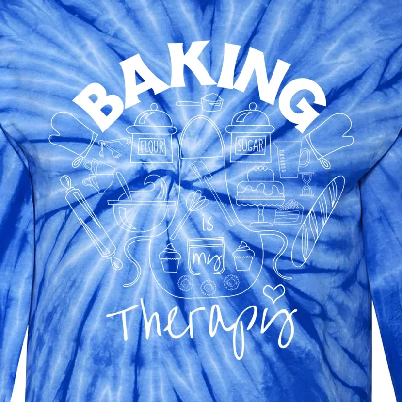 Baking Is My Therapy Apron Gloves Scoop Cup Cake Bakeaholic Cool Gift Tie-Dye Long Sleeve Shirt