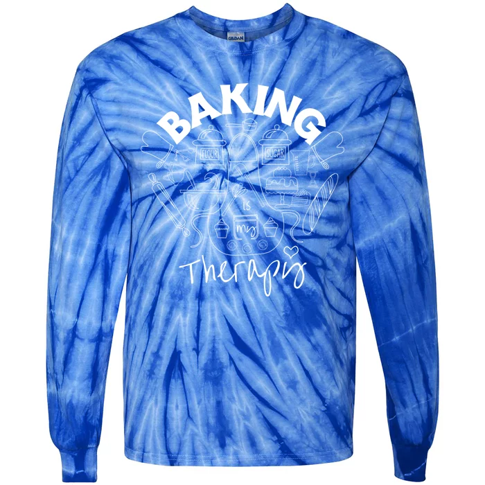 Baking Is My Therapy Apron Gloves Scoop Cup Cake Bakeaholic Cool Gift Tie-Dye Long Sleeve Shirt