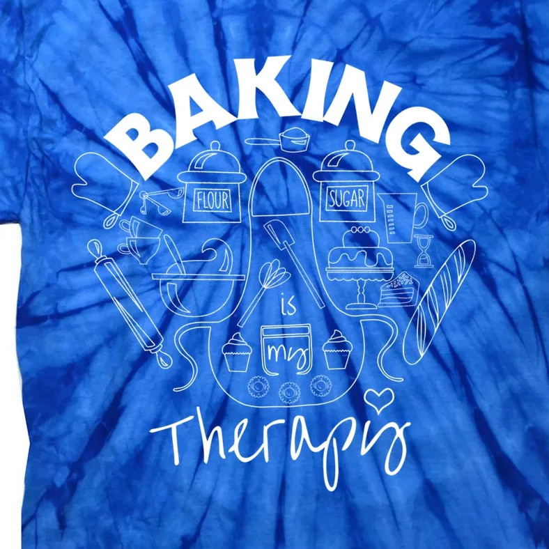 Baking Is My Therapy Apron Gloves Scoop Cup Cake Bakeaholic Cool Gift Tie-Dye T-Shirt