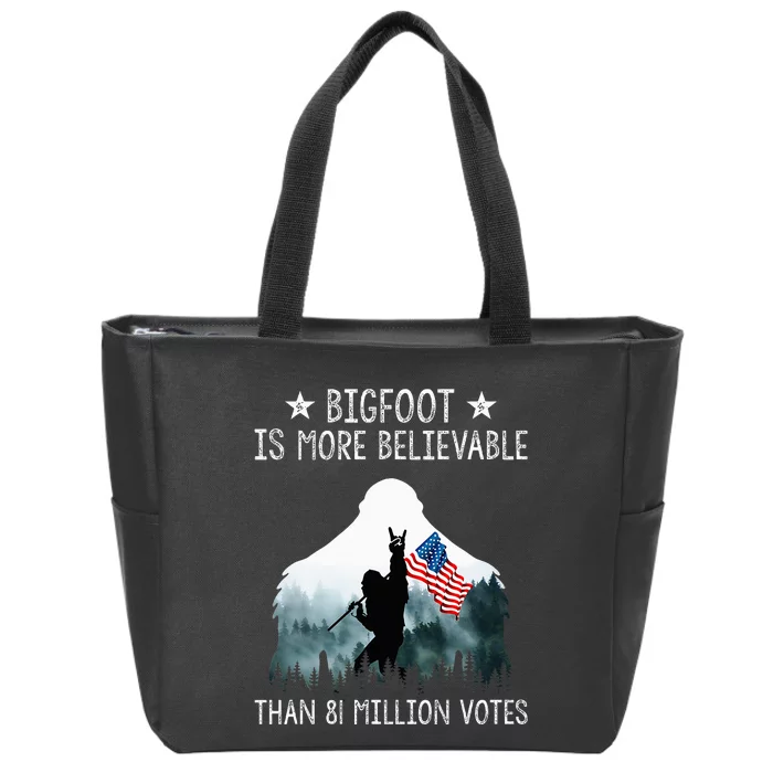 Bigfoot Is More Believable Than 81 Million Votes USA Flag Zip Tote Bag