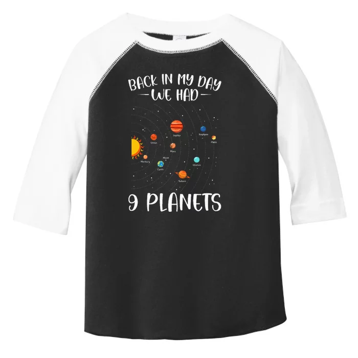 Back In My Day We Had 9 Planets Solar System Astronomy Toddler Fine Jersey T-Shirt