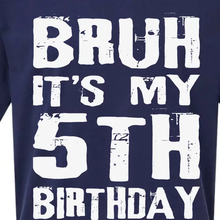 Bruh ItS My 5th Birthday 5 Year Old Boy Sueded Cloud Jersey T-Shirt