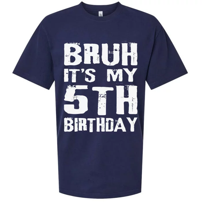 Bruh ItS My 5th Birthday 5 Year Old Boy Sueded Cloud Jersey T-Shirt