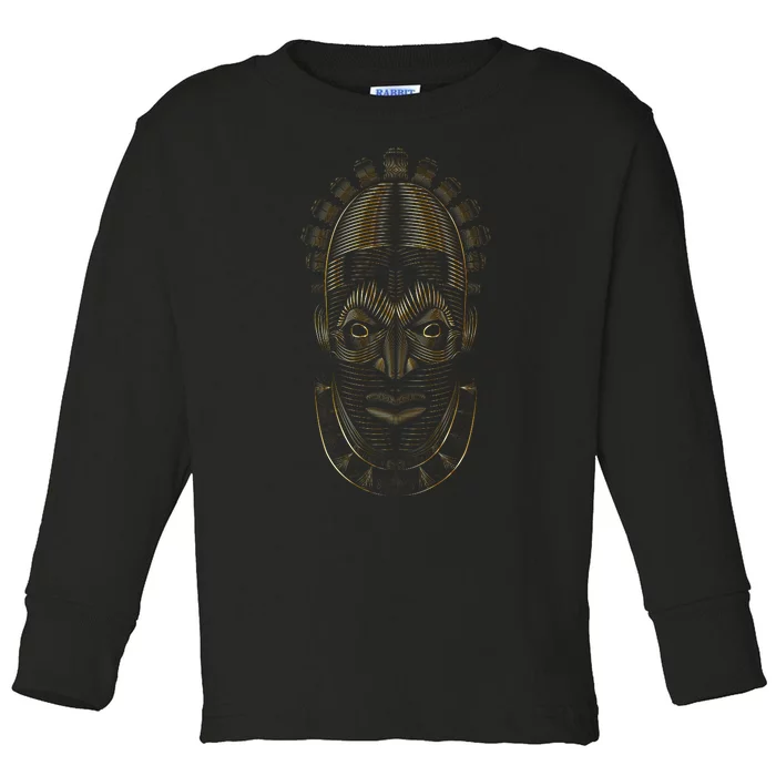 Benin Ivory Mask Gold Toddler Long Sleeve Shirt