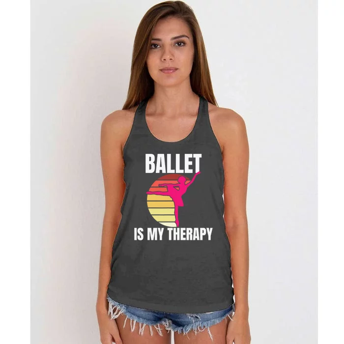 Ballet Is My Therapy Ballet Dancer Ballerina Women's Knotted Racerback Tank