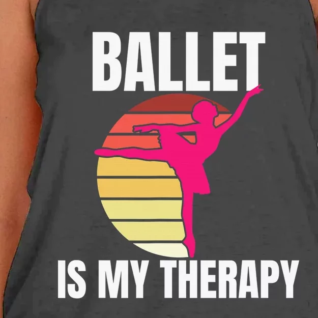 Ballet Is My Therapy Ballet Dancer Ballerina Women's Knotted Racerback Tank