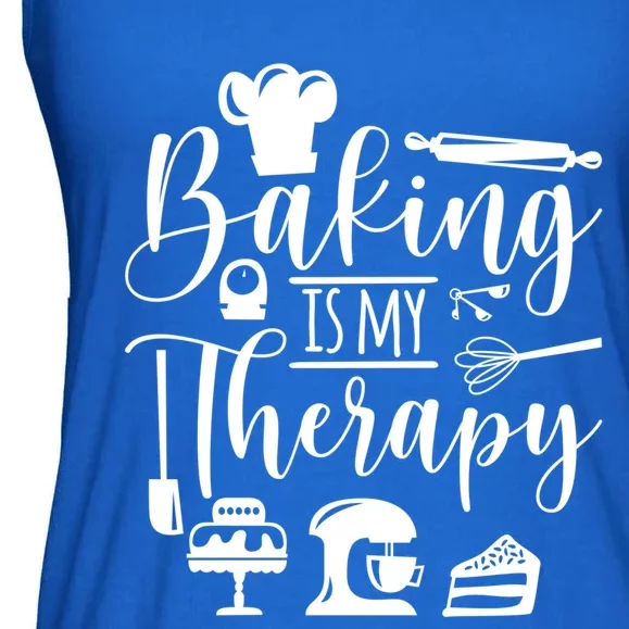 Baking Is My Therapy For Baking Lover Baker And Muffin Fans Gift Ladies Essential Flowy Tank