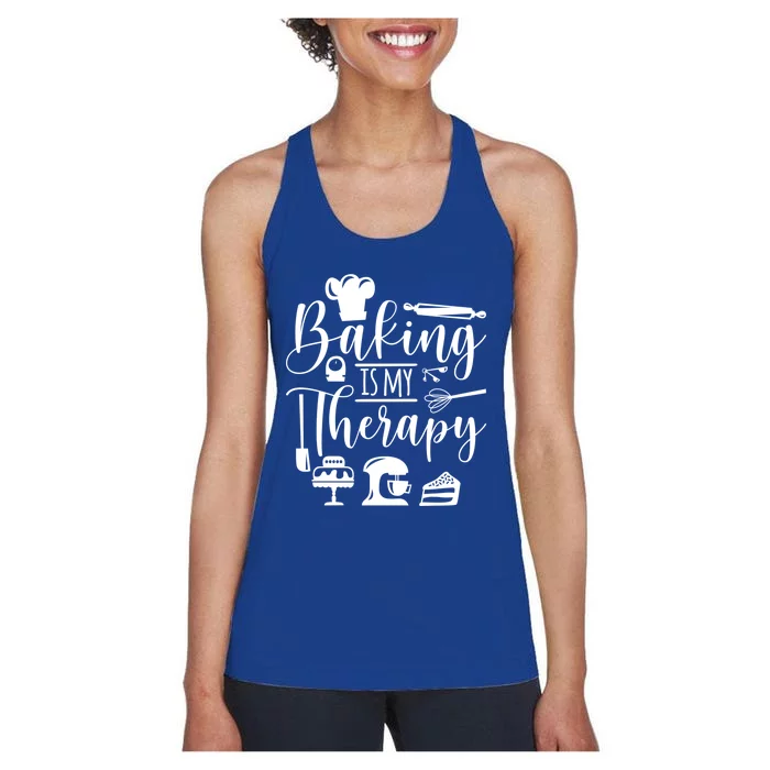 Baking Is My Therapy For Baking Lover Baker And Muffin Fans Gift Women's Racerback Tank