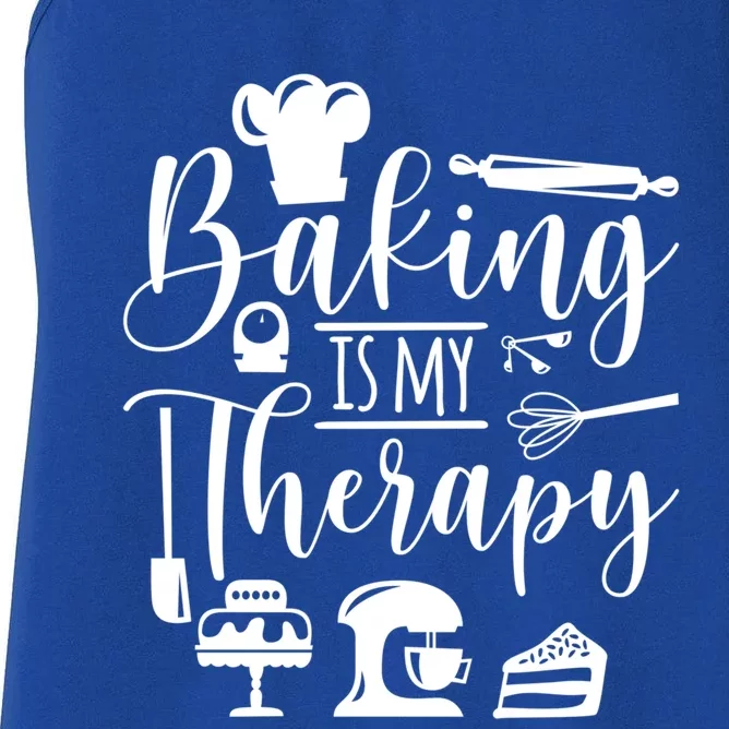 Baking Is My Therapy For Baking Lover Baker And Muffin Fans Gift Women's Racerback Tank