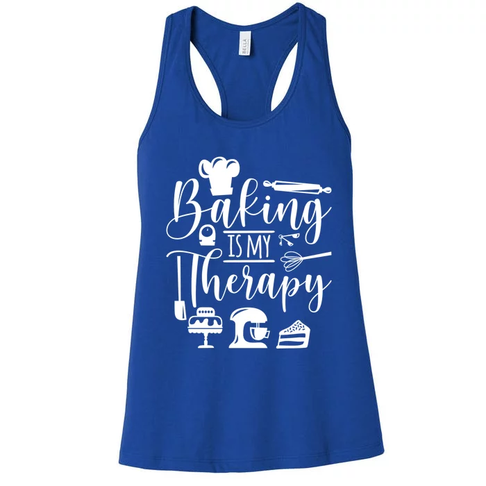 Baking Is My Therapy For Baking Lover Baker And Muffin Fans Gift Women's Racerback Tank