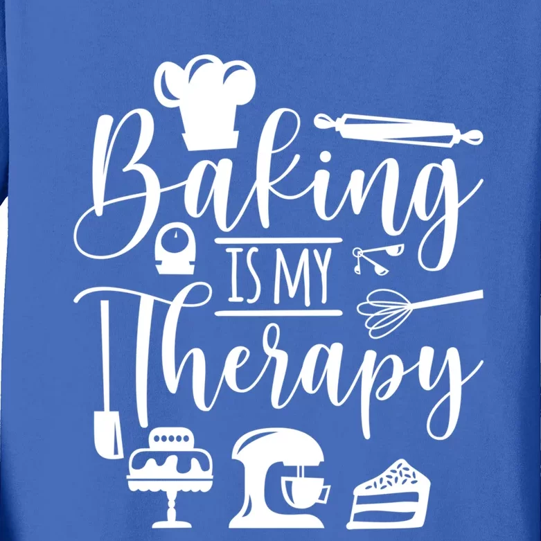 Baking Is My Therapy For Baking Lover Baker And Muffin Fans Gift Kids Long Sleeve Shirt