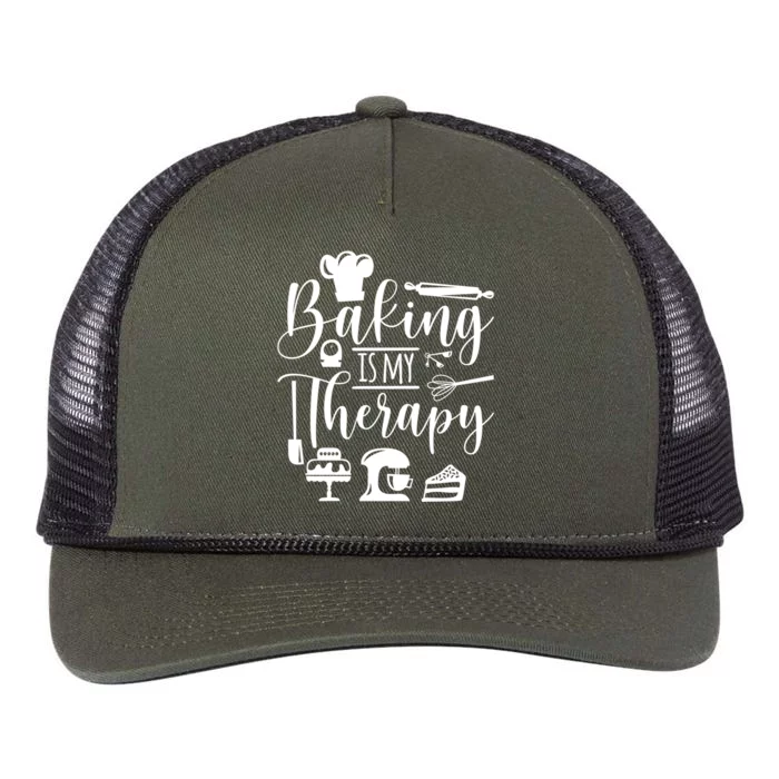 Baking Is My Therapy For Baking Lover Baker And Muffin Fans Gift Retro Rope Trucker Hat Cap