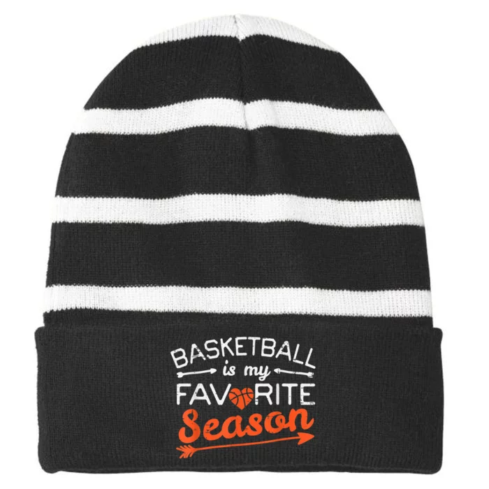 Basketball Is My Favorite Season Coach Player Men Women Striped Beanie with Solid Band