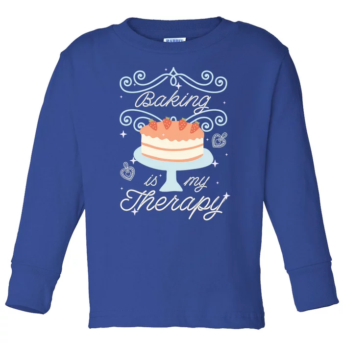 Baking Is My Therapy Baker Enthusiast Cool Gift Toddler Long Sleeve Shirt