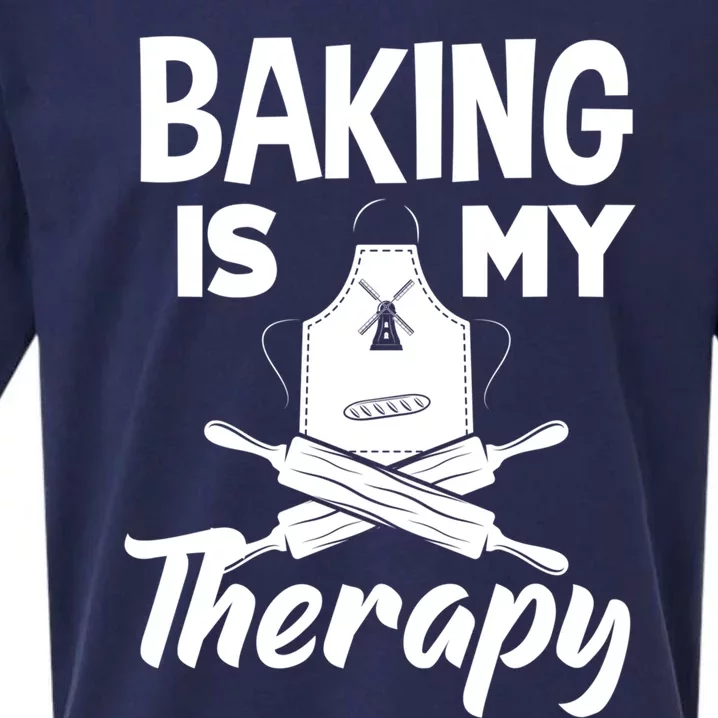 Baking Is My Therapy Funny Baker Baking Lover Funny Gift Sueded Cloud Jersey T-Shirt