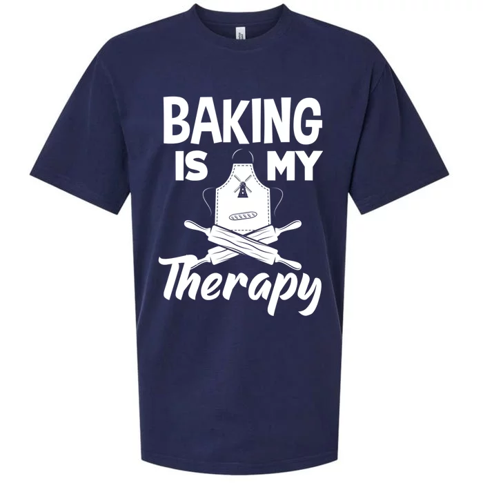 Baking Is My Therapy Funny Baker Baking Lover Funny Gift Sueded Cloud Jersey T-Shirt