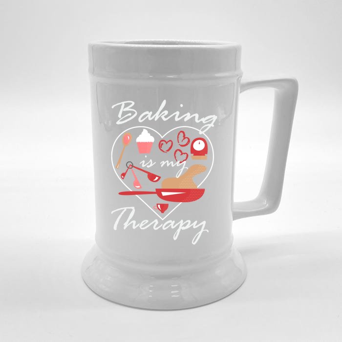 Baking Is My Therapy Baker Enthusiast Meaningful Gift Front & Back Beer Stein