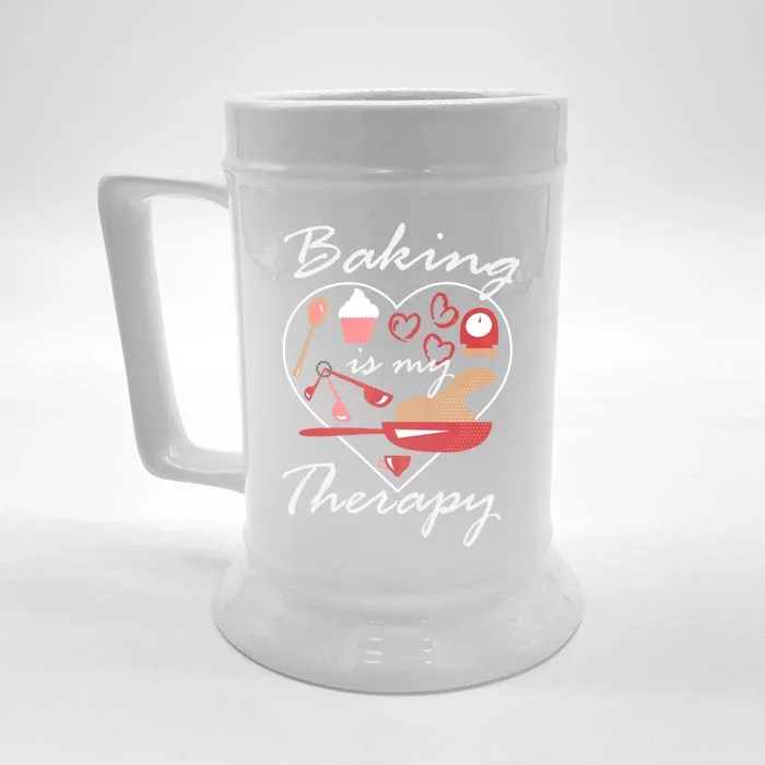 Baking Is My Therapy Baker Enthusiast Meaningful Gift Front & Back Beer Stein