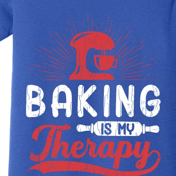 Baking Is My Therapy Funny Baker Cookie Bake Lover Graphic Cute Gift Baby Bodysuit