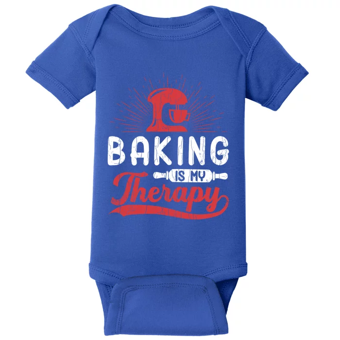 Baking Is My Therapy Funny Baker Cookie Bake Lover Graphic Cute Gift Baby Bodysuit