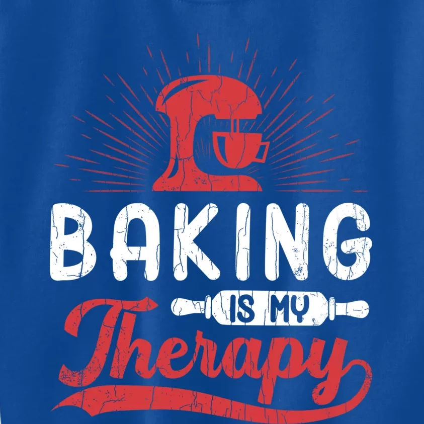 Baking Is My Therapy Funny Baker Cookie Bake Lover Graphic Cute Gift Kids Sweatshirt